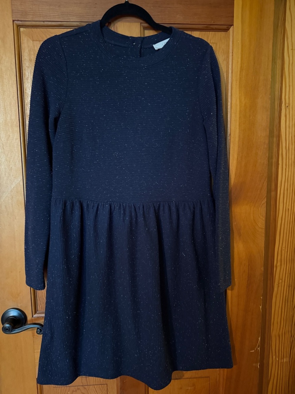 LOFT Navy Sparkle Long-Sleeve Girls' Dress